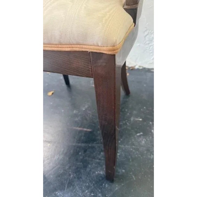 Set of 8 Pietro Costantini Italian Dining Chairs — Sculptural Walnut With Cream Moiré Seats, 1980s For Sale - Image 9 of 17