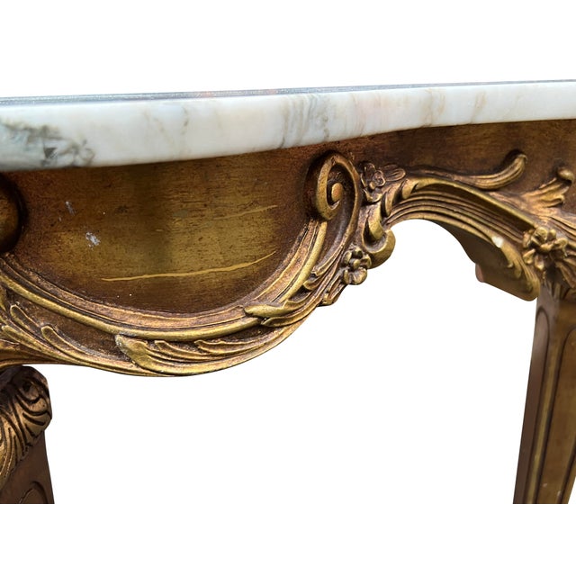 Late 20th Century Gold Gilt French Marble Top Console Sofa Table Chairish