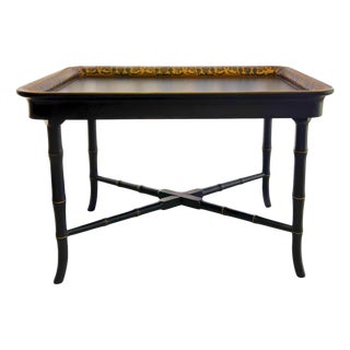 Vintage Ebonized Wood Tray Table / End Table For Sale