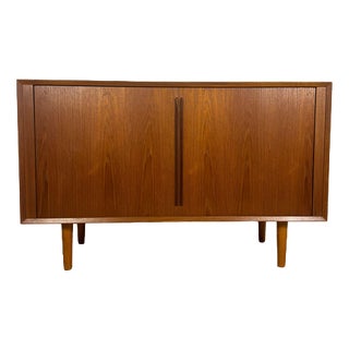 Vintage Danish Teak Sideboard with Tambour Doors For Sale