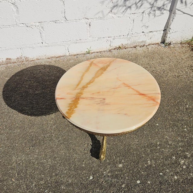Metal Vintage French Marble and Brass Coffee Table, 1969 For Sale - Image 7 of 15