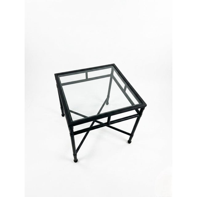 Neoclassical Neoclassical Style Powder-Coated Iron and Glass Side Table For Sale - Image 3 of 10