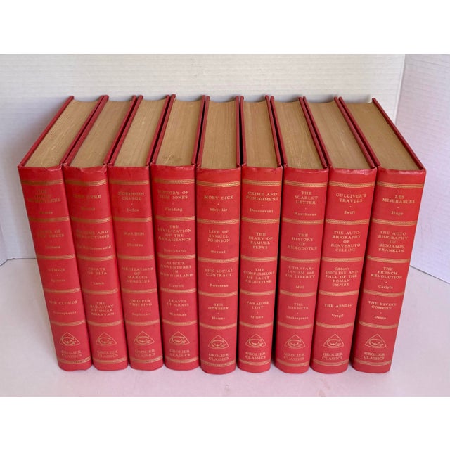 Here is a handsome set of nine Grolier Classics hardcover books published in 1956 by the Classics Appreciation Society, a...