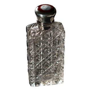 20th Century Baccarat Crystal Pocket Bottle with Silver Cap, France For Sale