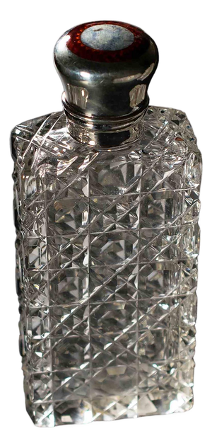 20th Century Baccarat Crystal Pocket Bottle with Silver Cap, France