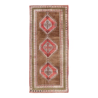 Vintage Turkish Oushak Rug With Three Large Medallions and Multiple Borders 4'3"x9'11" For Sale