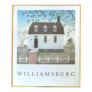 1985 Anne Bell Rob Framed Folk Art Williamsburg Print For Sale