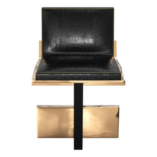 "Diamante" Chair With Bronze, Stainless Steel and Tailor Made Leather For Sale