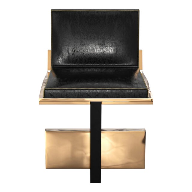 "Diamante" Chair With Bronze, Stainless Steel and Tailor Made Leather For Sale