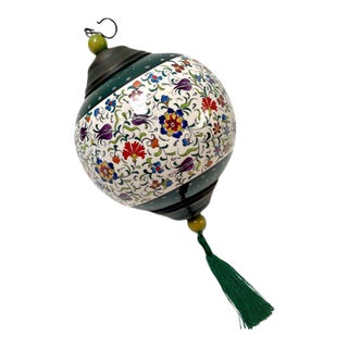 Folk Art Ceramic Globe With Tulips For Sale