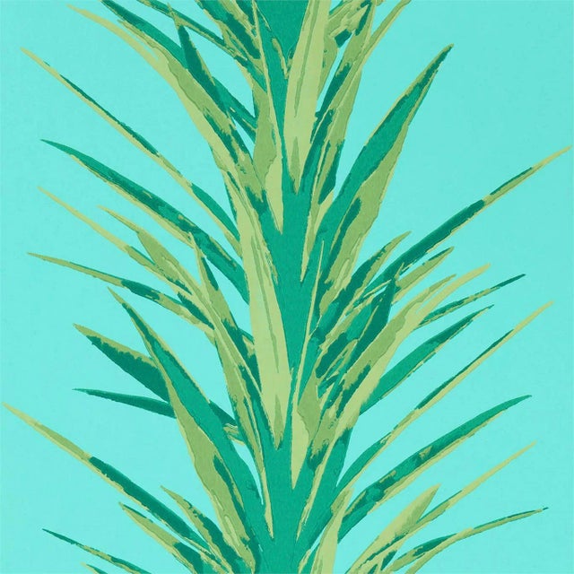 Sanderson Yucca Wallpaper in Sky/Green - a Sample For Sale