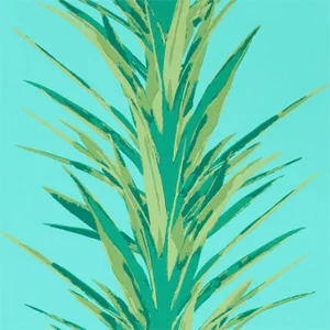Sanderson Yucca Wallpaper in Sky/Green - a Sample