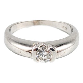 18 Karat White Gold Ring with Diamond For Sale