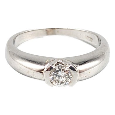 18 Karat White Gold Ring with Diamond For Sale