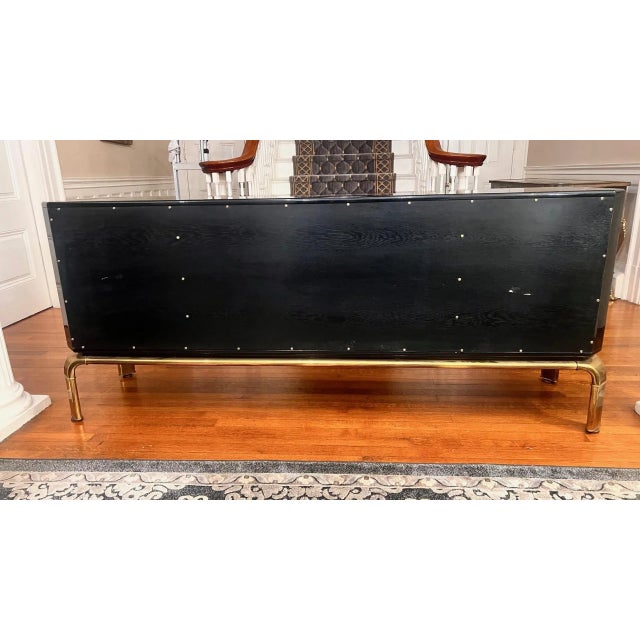1970s John Widdicomb Black Lacquered Credenza With Brass Hardware For Sale - Image 10 of 14