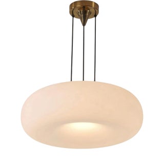2356 Ceiling Light in Brass and Opaline Glass by Max Ingrand for Fontana Arte, Italy, 1960s For Sale
