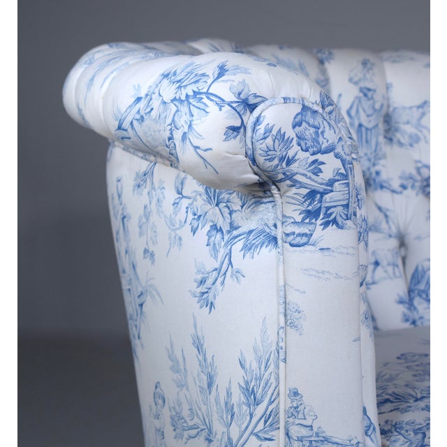 Swedish Art Deco Barrel Bergere Chairs, 1920's French Toile For Sale - Image 13 of 15