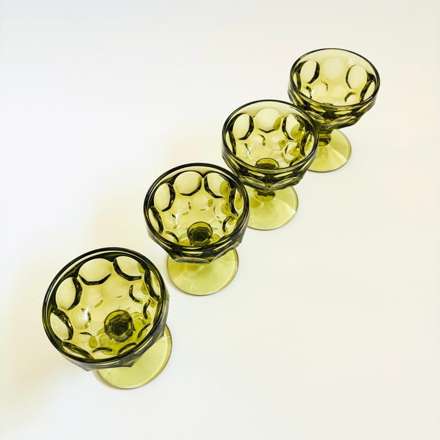 Provincial Green Coupe Glasses by Imperial Glass - Set of 4 For Sale - Image 4 of 10