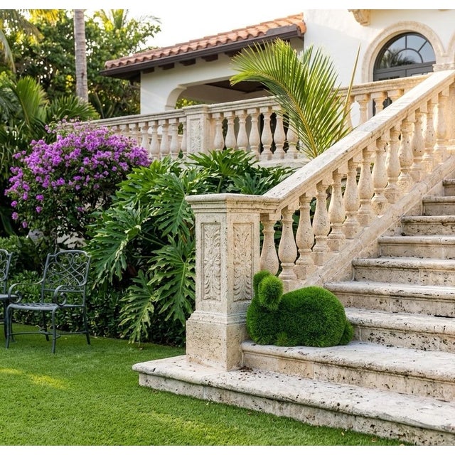 Plastic Faux Grass Topiary Bunny Rabbit Garden Sculpture For Sale - Image 7 of 7