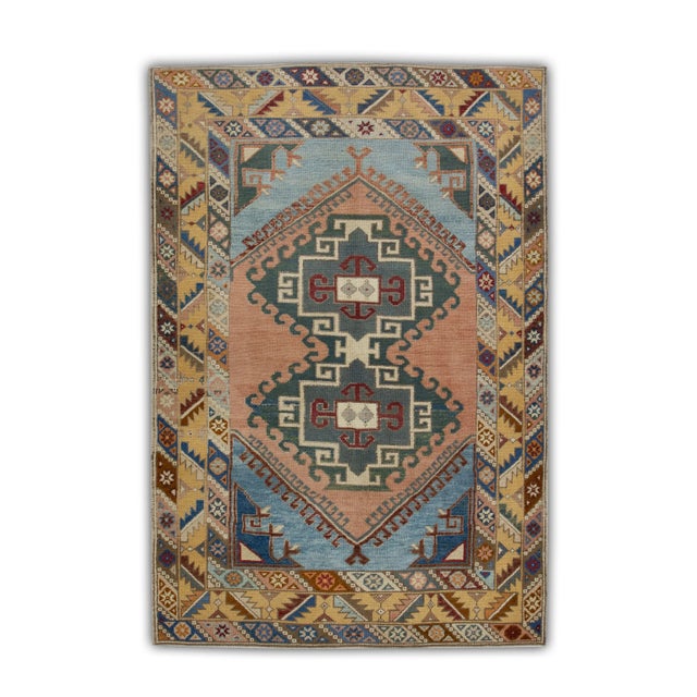 Textile 1960s Multicolor Vintage Turkish Rug 4'8" X 7' For Sale - Image 7 of 7