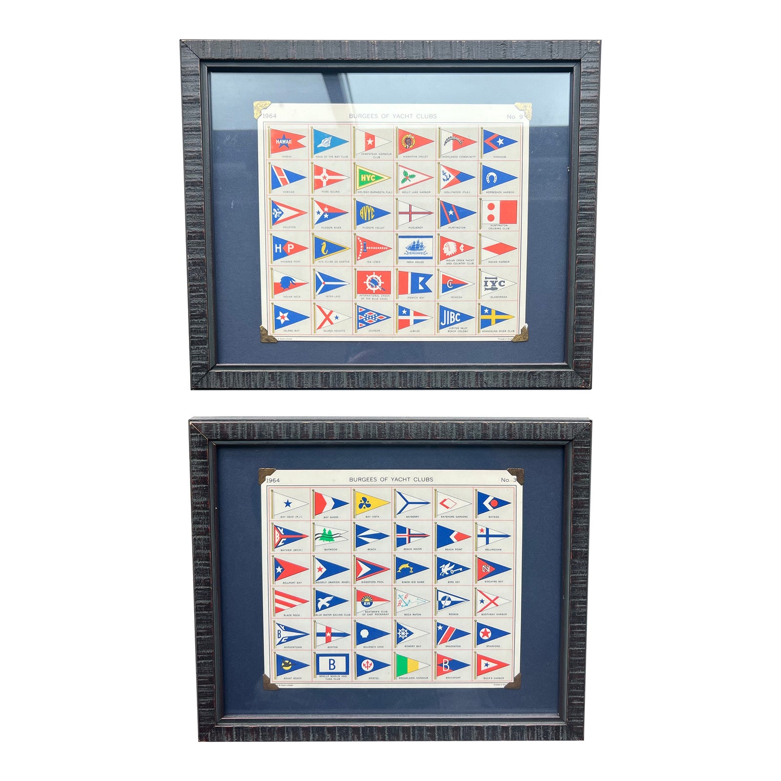 Charming Chromolithographs of Yacht Club Burgees - Set of Two | Chairish