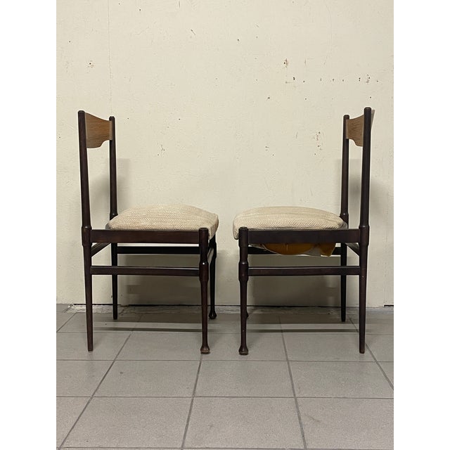 1960s Italian Wooden and Fabric Chairs, 1960s, Set of 6 For Sale - Image 5 of 16