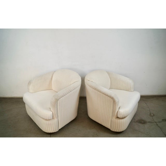 Art Deco 1970’s Postmodern Swivel Lounge Chairs - A Pair For Sale - Image 3 of 12