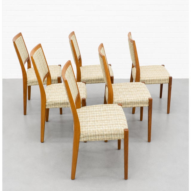 Set of Six Vintage Mid Century Modern Walnut Dining Chairs by Svegards | Scandinavian Mid Century Modern, C. 1960's For Sale - Image 10 of 14