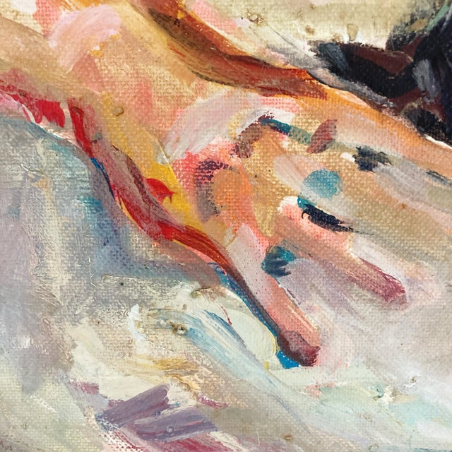 1980s Vintage Female Nude Acrylic Portrait, Framed and Signed For Sale - Image 4 of 10