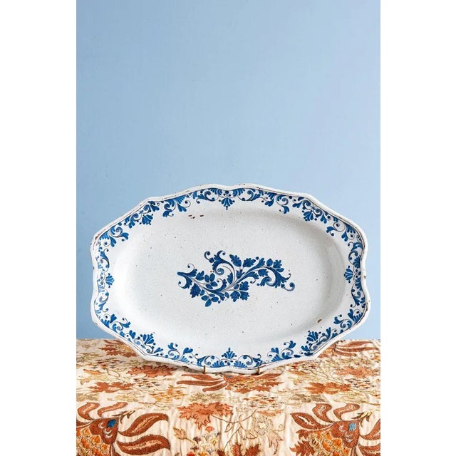 Ceramic Antique Blue Floral Dish from Strasbourg Faience For Sale - Image 7 of 7
