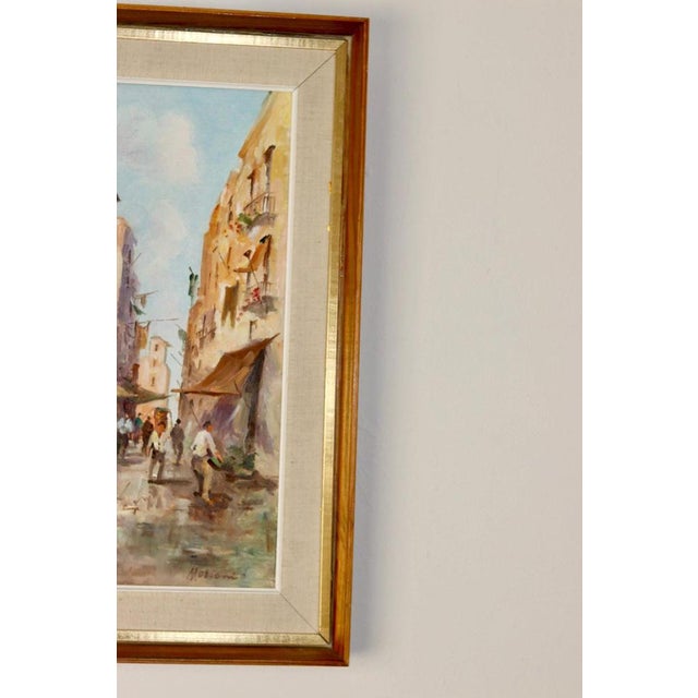 Moriani, City Street Scene, 1960s, Oil on Canvas For Sale - Image 6 of 10