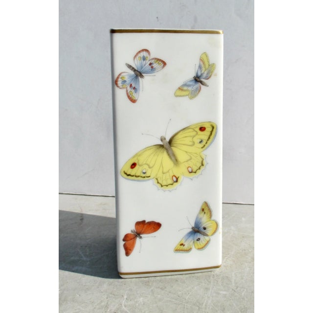 Limoges, France Limoge Butterflies Square Pillar Vase For Sale - Image 4 of 6
