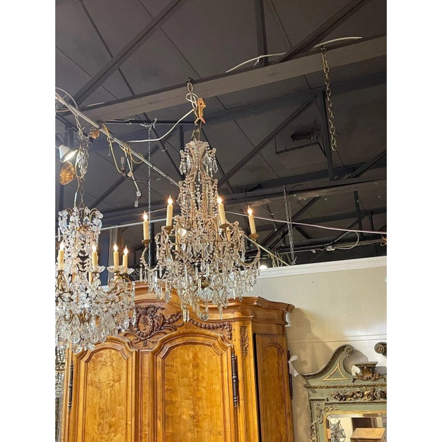 Gold Vintage Italian Beaded Crystal Chandelier With 6 Lights For Sale - Image 8 of 9