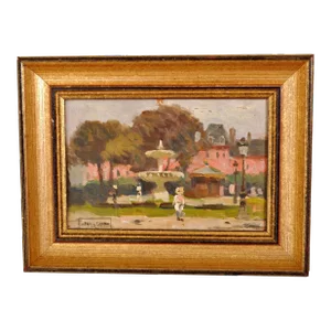 Paul de Frick Antique French Impressionist Oil Painting "Place des Vosges" Paris Paul de Frick 1908