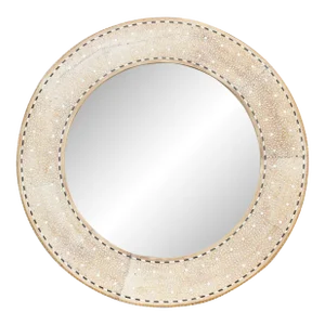Large Bleached Wood Zellige Inlay Mirror