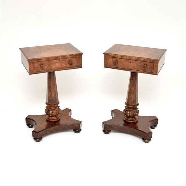 Antique William IV Burr Walnut Side Tables, 1830s, Set of 2 For Sale - Image 14 of 14