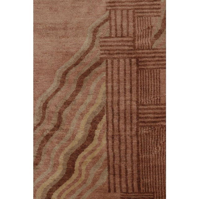 Rug & Kilim’s French Art Deco Style Rug in Beige & Pink With Stylized Skyscraper For Sale In New York - Image 6 of 8