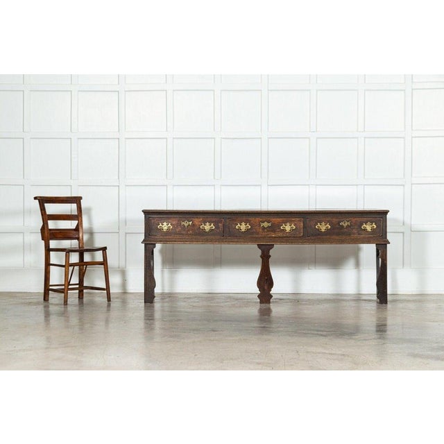 Circa 1790 18thC English Oak Dresser Base. W161 x D51 x H73 cm.