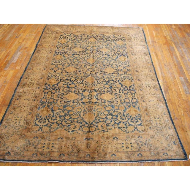 Antique Persian Tabriz rug, size: 6'6" x 9'4". Antique Allover Floral Wool Hand Knotted Pile Blue 1920s Rug, Circa Date:...