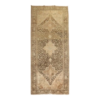 Vintage Zabihi Collection Persian Heriz Brown Gallery Rug - 5'3" x 12'10" For Sale