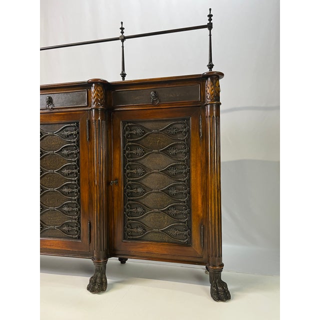 Theodore Alexander Attributed Regency Revival Leather-Top Sideboard With Gallery For Sale - Image 13 of 17