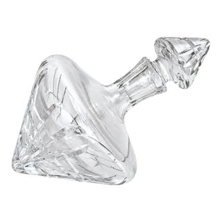 Sculptural Cut Crystal Tilted Decanter With Stopper, Attributed to Marquis by Waterford Omega For Sale