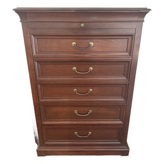 Ethan Allen Medallion Solid Cherry Louis Philippe-Style Tall Chest With Pull-Out Slide For Sale