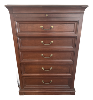 Ethan Allen Medallion Solid Cherry Louis Philippe-Style Tall Chest With Pull-Out Slide