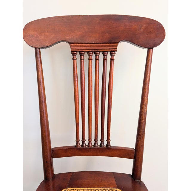 Victorian Late 19th Century Victorian Mahogany Chair Spindle Back Cane Seat For Sale - Image 3 of 12
