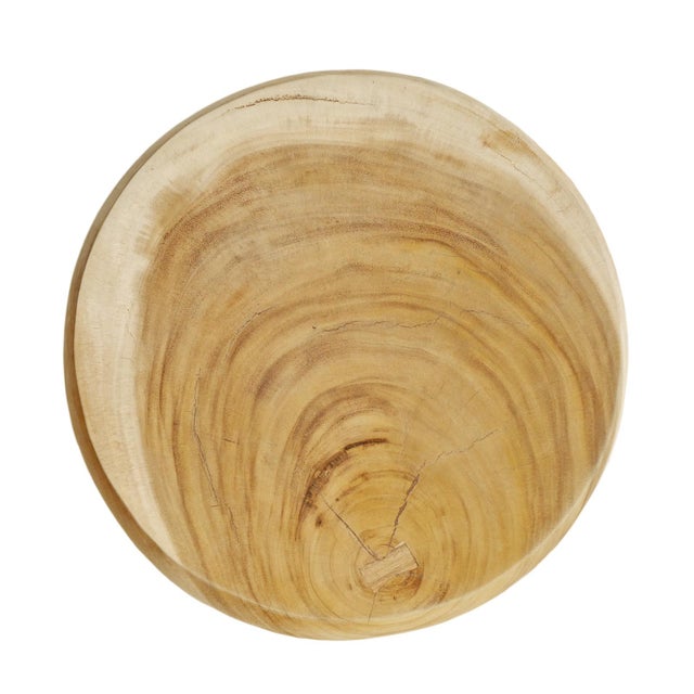 Contemporary Acacia Drum Coffee Side Table For Sale - Image 3 of 4