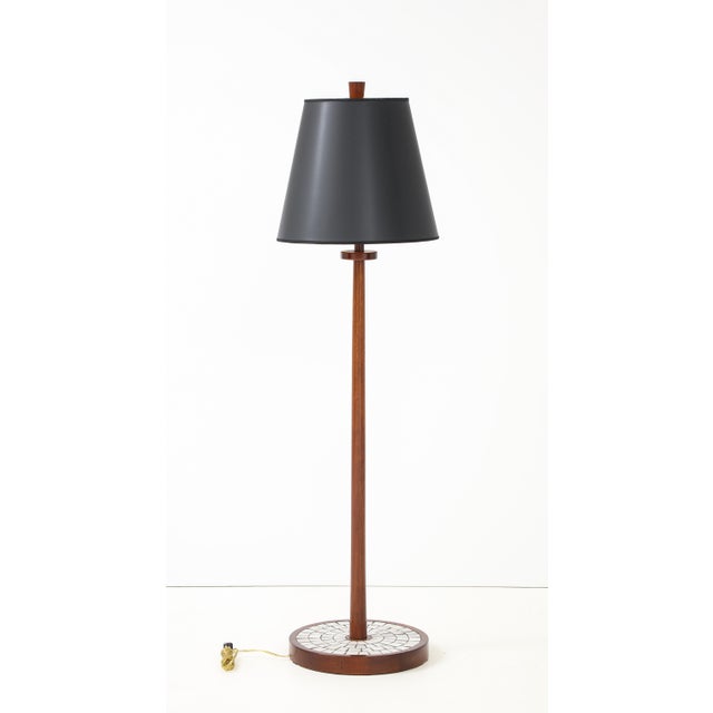 1960s Martz Marshall Studio Ceramic Tile and Walnut Floor Lamp For Sale - Image 5 of 8
