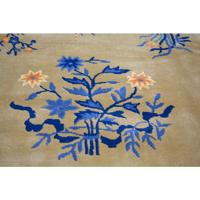1960s Vintage Chinese Art Deco Hand Knotted Wool Rug, 9'7'' X 12'10'' For Sale - Image 5 of 6