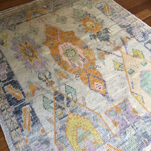 Contemporary Turkish Oushak Rug With Large Floral Design | 5'9" X 6'10" For Sale - Image 4 of 6