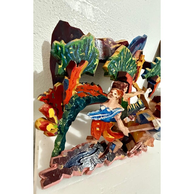 Mimi Gross, Large 3D Sculpture with Hand Painting Construction Mimi Gross Wood Assemblage, 1986 For Sale - Image 13 of 17